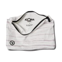 ALOHA-Mid Pouch | Platinum Shibori Stripe -TrendSphere ALOHA MidPouch PlatinumShiboriStripe Open