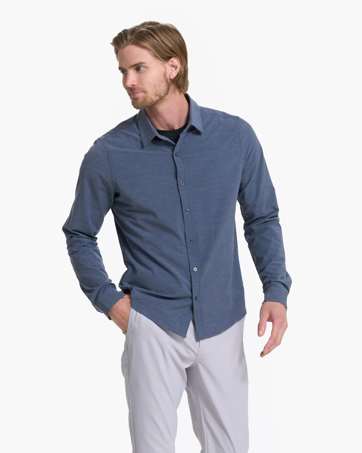 Long Sleeve Bridge Button Down | Azure 5 Long Sleeve Bridge Button Down | Azure - Image 3