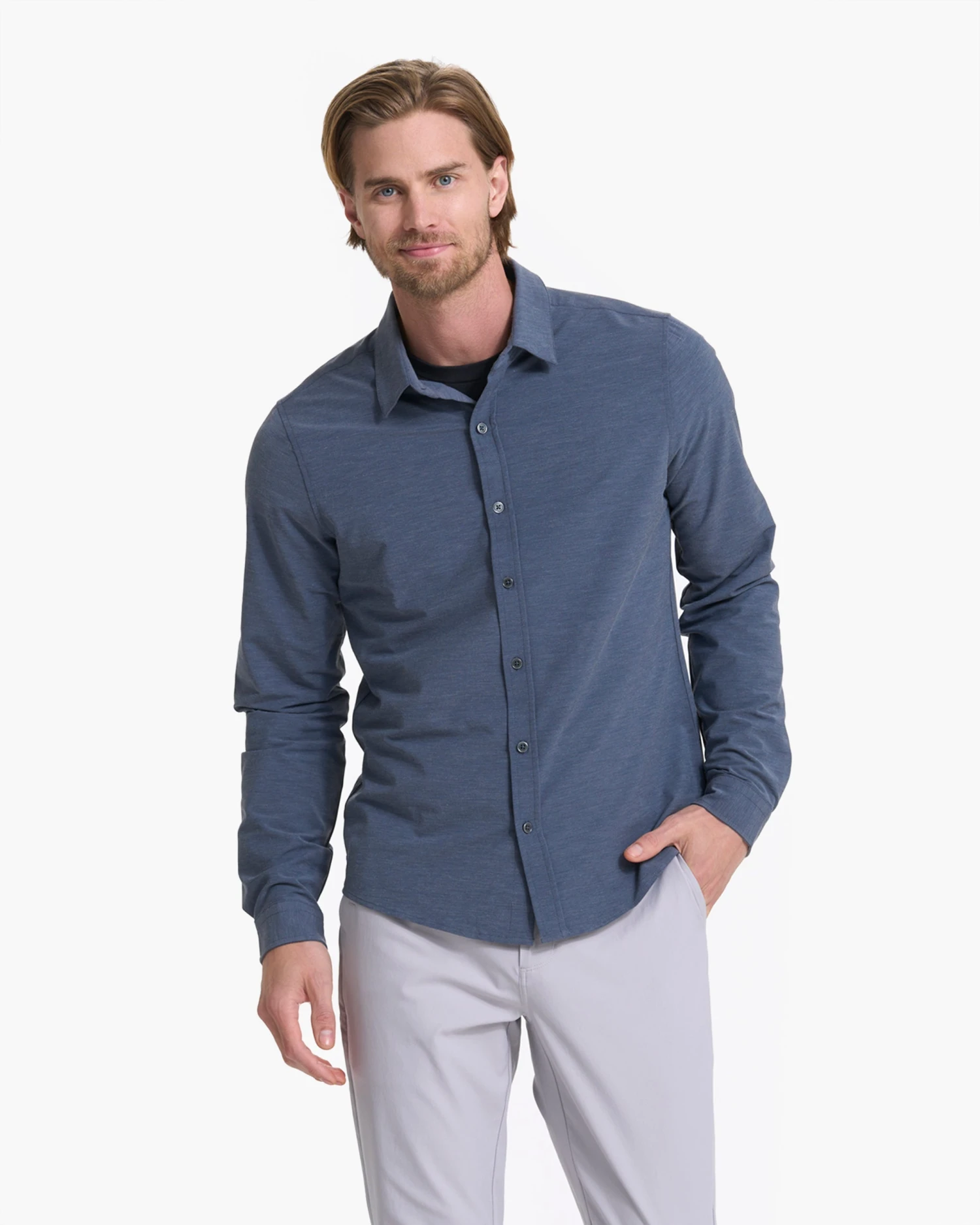 Long Sleeve Bridge Button Down | Azure 4 Long Sleeve Bridge Button Down | Azure - Image 2