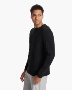 Long-Sleeve Ever Henley | Black -TrendSphere V108BLK 5