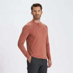 Long-Sleeve Ever Henley | Copper -TrendSphere V108COP 2