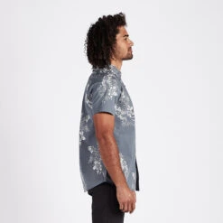 Crest Short Sleeve Button-Down | Grey Vintage Floral -TrendSphere V150GVF 2