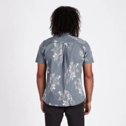 Crest Short Sleeve Button-Down | Grey Vintage Floral -TrendSphere V150GVF 3