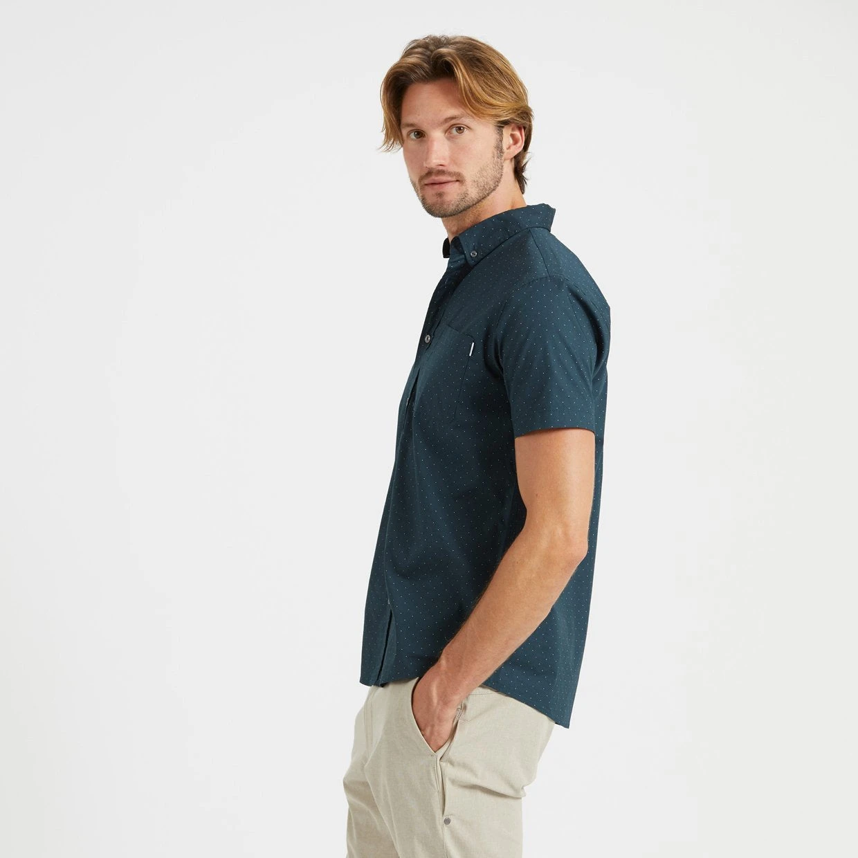 Crest Short-Sleeve Button-Down | Indigo Micro Dot 5 Crest Short-Sleeve Button-Down | Indigo Micro Dot - Image 3