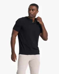 Short-Sleeve Ever Henley | Black -TrendSphere V165BLK 2