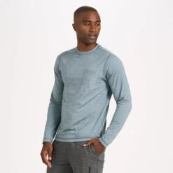 Long-Sleeve Tradewind Performance Tee | Steel Blue Heather -TrendSphere V177HSB 1 1650c60e f19a 49cc 9700 8e7f38392115