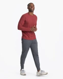 Long-Sleeve Strato Tech Tee | Currant Heather -TrendSphere V178HUT 00520