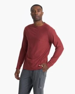 Long-Sleeve Strato Tech Tee | Currant Heather -TrendSphere V178HUT 00544