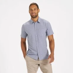 Short-Sleeve Bridge Button Down | Grey Moon Phase -TrendSphere V184GMP 1 09d569aa 9425 4f20 ba4f 71565f009346
