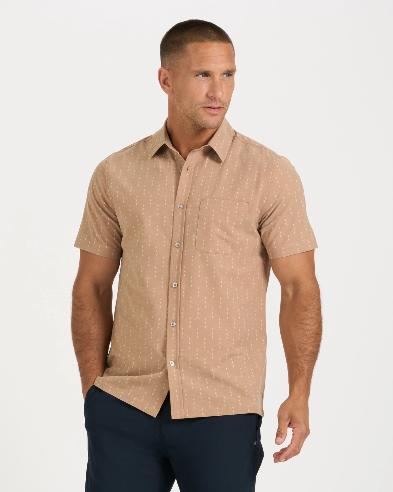 Short-Sleeve Bridge Button Down | Wheat Arrows 4 Short-Sleeve Bridge Button Down | Wheat Arrows - Image 2