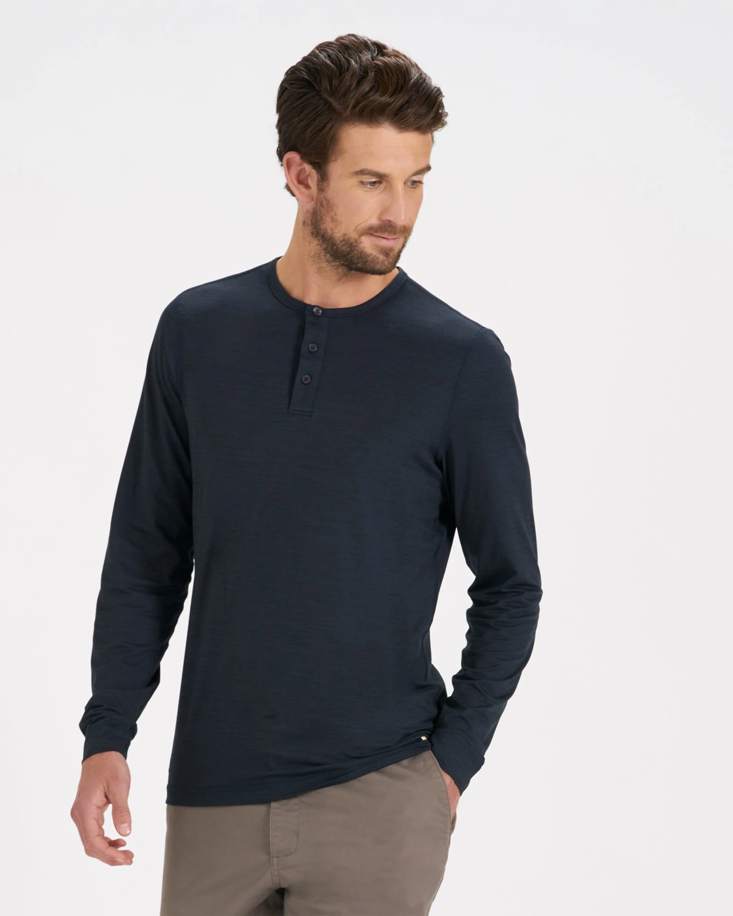 Long Sleeve Ease Performance Henley | Ink Heather 4 Long Sleeve Ease Performance Henley | Ink Heather - Image 2