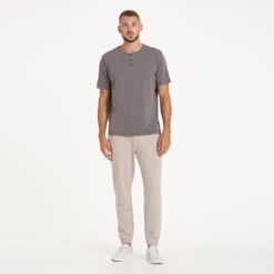 Short-Sleeve Ever Henley | Smoke -TrendSphere V199FOG 1647