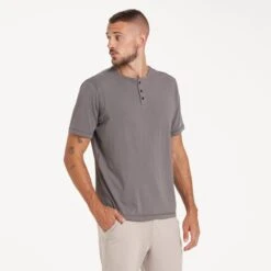 Short-Sleeve Ever Henley | Smoke -TrendSphere V199FOG 1666
