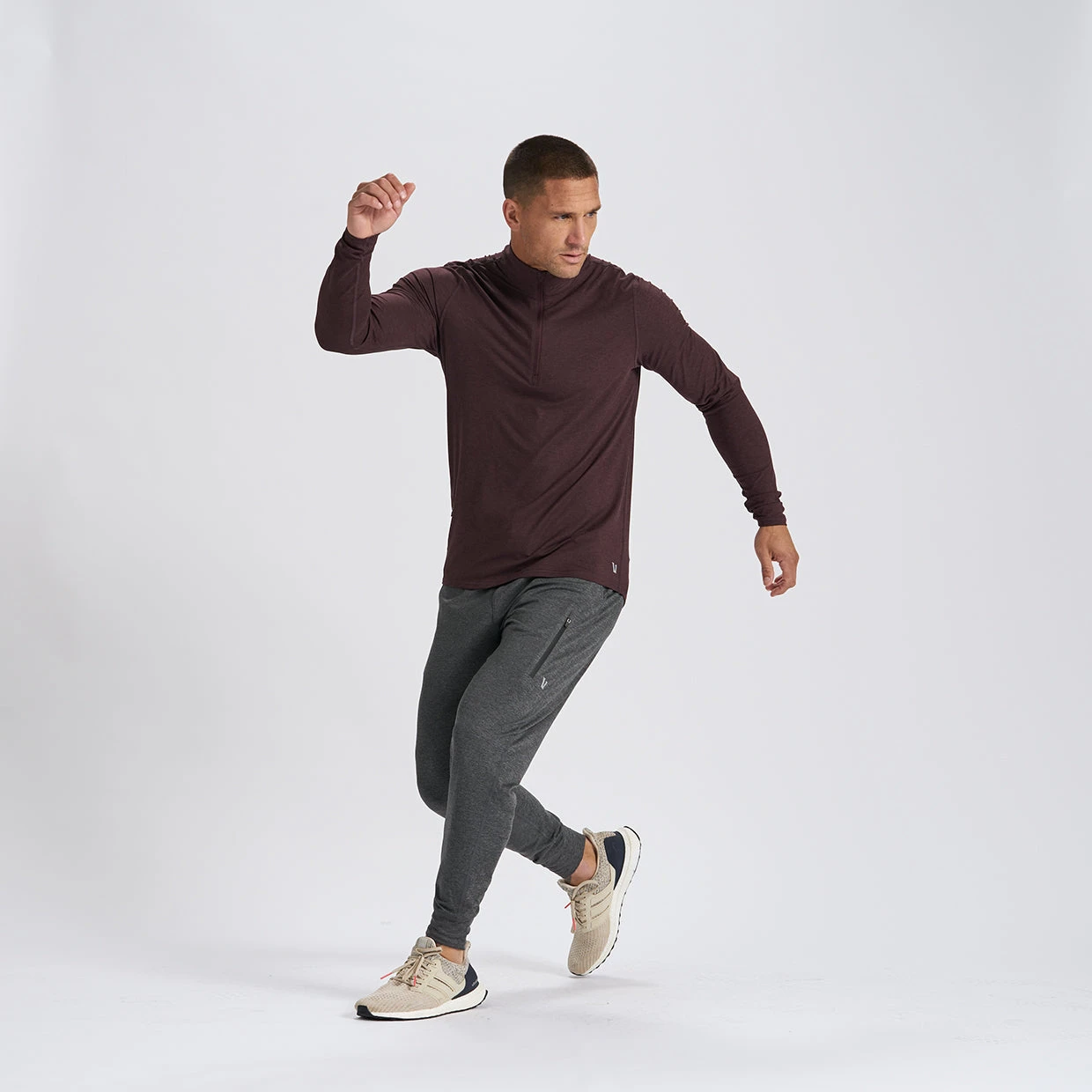 Ease Performance Half Zip | Oxblood Heather 9 Ease Performance Half Zip | Oxblood Heather - Image 7