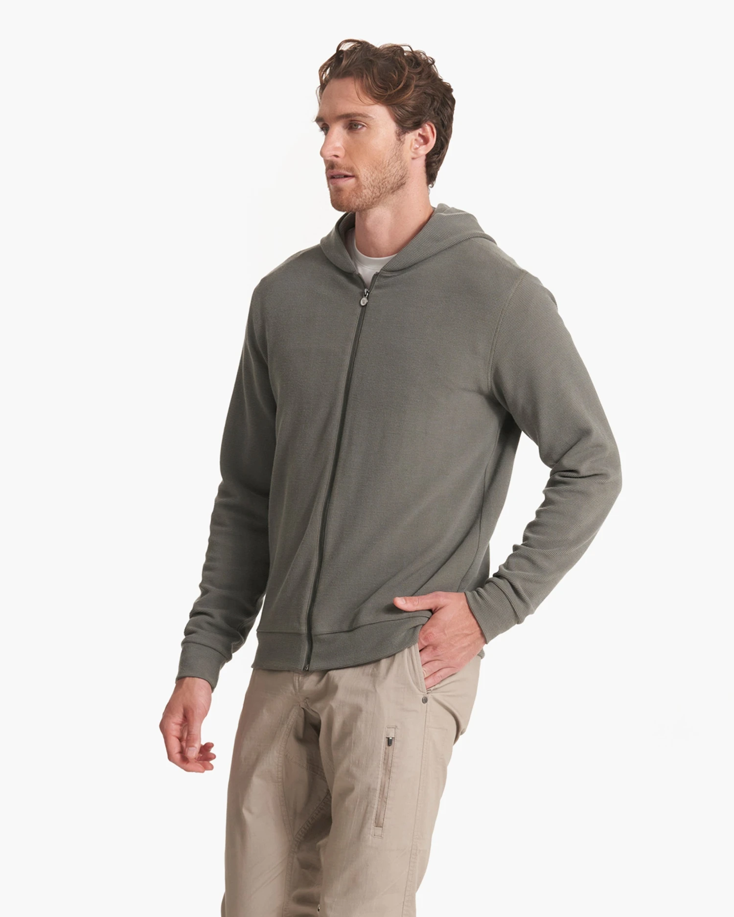 Performance Waffle Zip Hoodie | Dusty Pine 5 Performance Waffle Zip Hoodie | Dusty Pine - Image 3