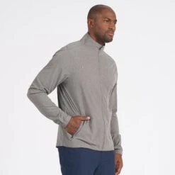 Venture Track Jacket | Grey Linen Texture -TrendSphere V536GRL 2