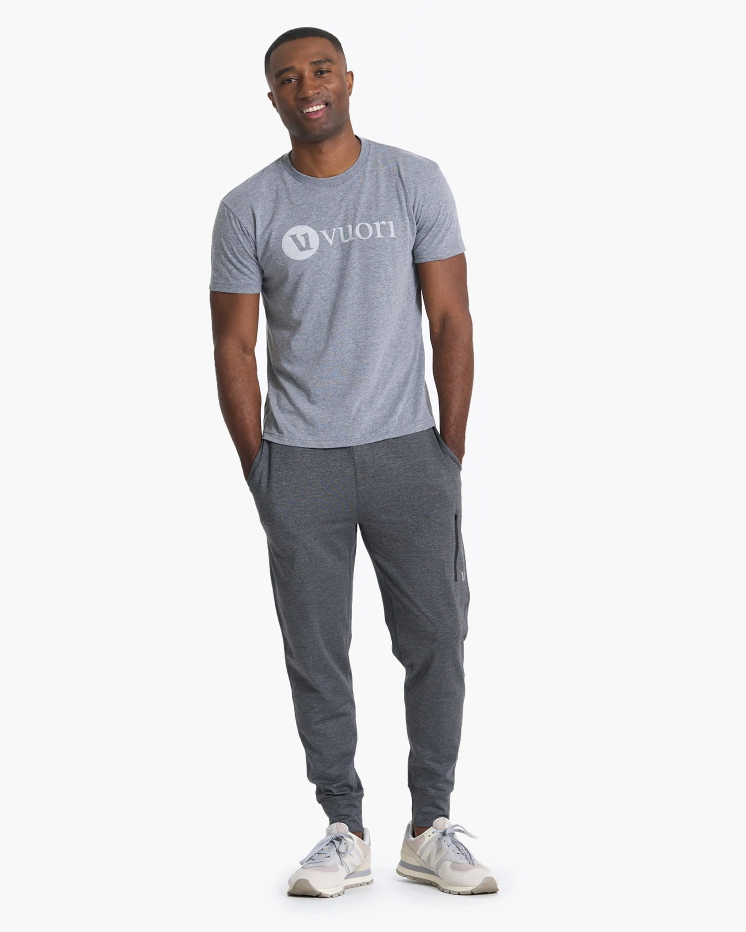 V1 Vuori Wordmark Logo Tee | Heather Grey Salt 5 V1 Vuori Wordmark Logo Tee | Heather Grey Salt - Image 3