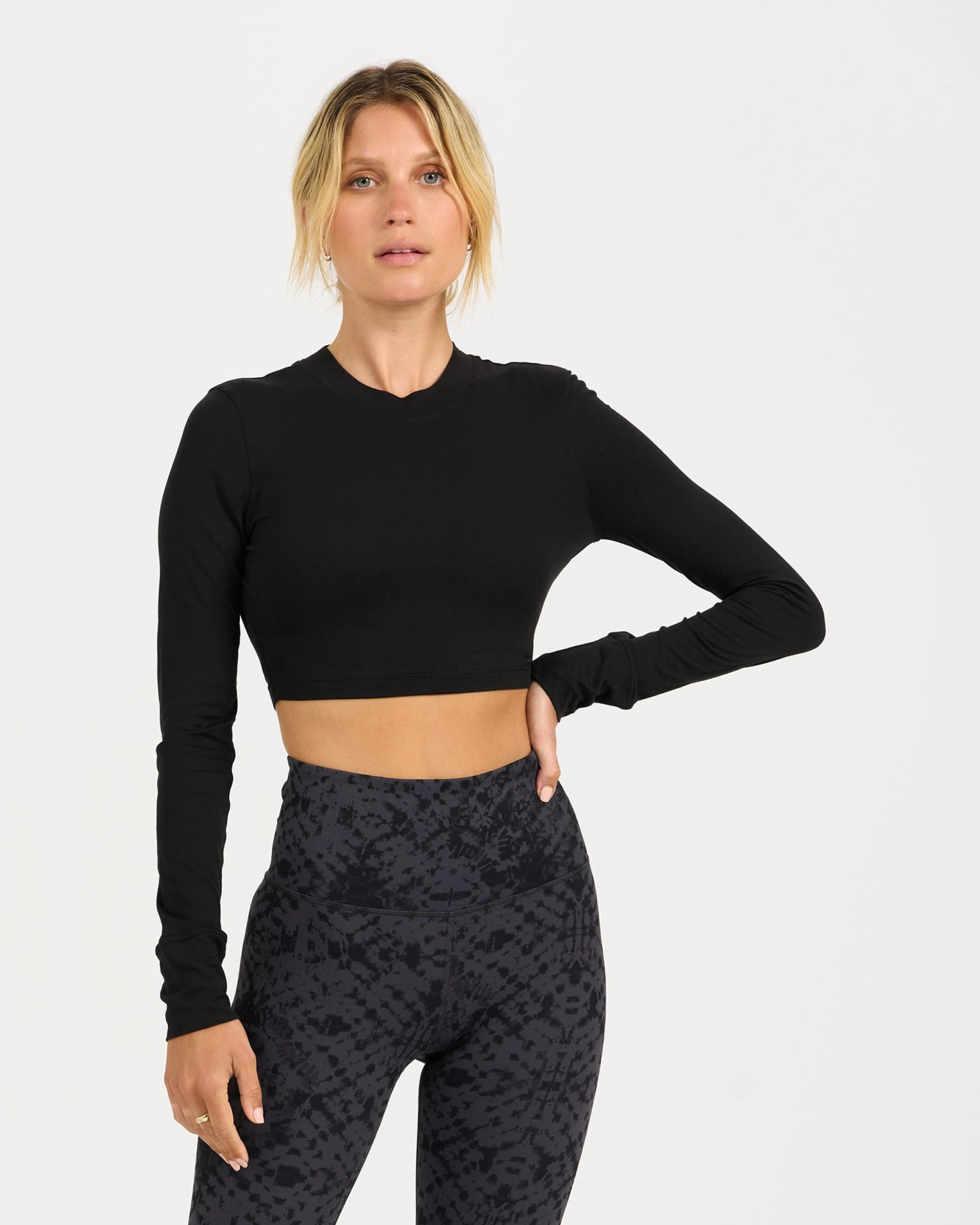 Long-Sleeve Lux Crop Tee | Black 3 Long-Sleeve Lux Crop Tee | Black