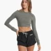 Long-Sleeve Lux Crop Tee | Dusty Pine Heather 1 Long-Sleeve Lux Crop Tee | Dusty Pine Heather -TrendSphere VW1021HDY 01181