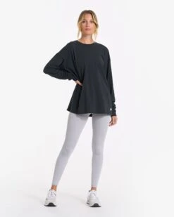 Long-Sleeve Feather Tee | Washed Black -TrendSphere VW1028WBL 02064