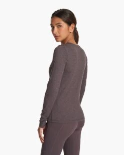 Long Sleeve Lux Crew | Plum Heather -TrendSphere VW1038HPU FA23 W ECOMM TOPS BACK TOPS 7