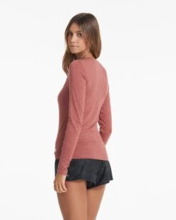 Long-Sleeve Lux Crew | Rosewood Heather -TrendSphere VW1038HRO 03053