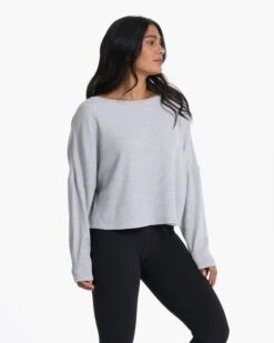 Slouchy Waffle Crew | Light Heather Grey 9 Slouchy Waffle Crew | Light Heather Grey -TrendSphere VW1047LHG 2788