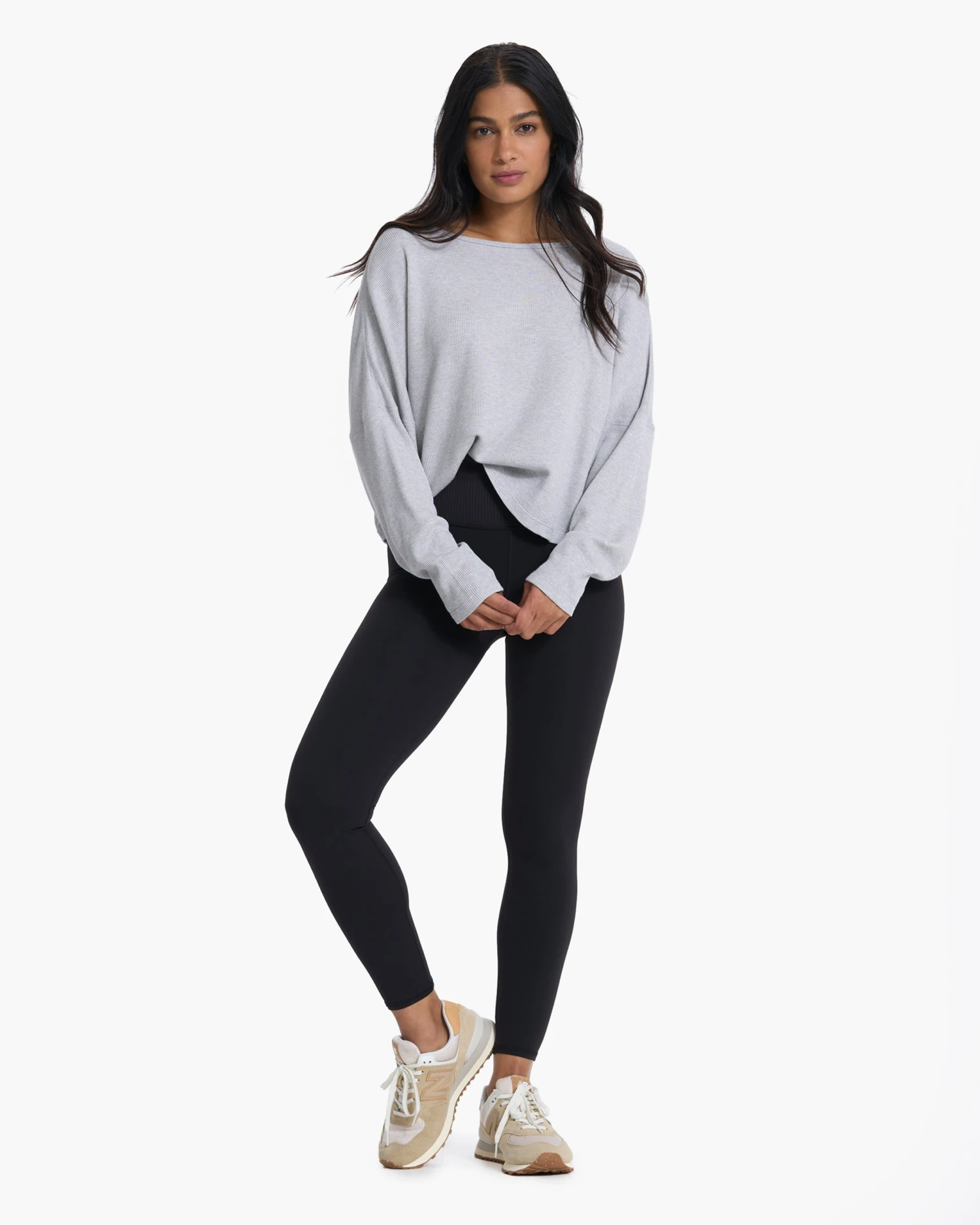 Slouchy Waffle Crew | Light Heather Grey 7 Slouchy Waffle Crew | Light Heather Grey - Image 5