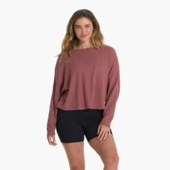 Slouchy Waffle Crew | Rosewood 10 Slouchy Waffle Crew | Rosewood -TrendSphere VW1047RSD 01241