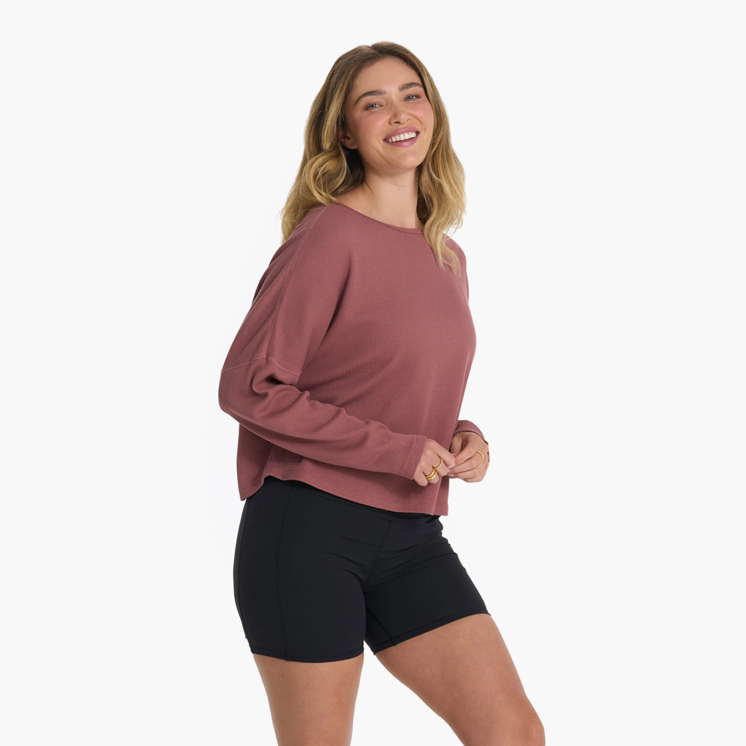 Slouchy Waffle Crew | Rosewood 6 Slouchy Waffle Crew | Rosewood - Image 4