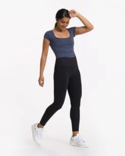 Short Sleeve Halo Crop | Azure Heather -TrendSphere VW1062HAZ 2027 FULL