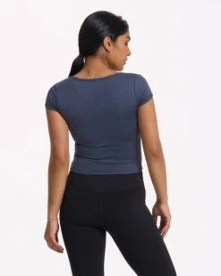 Short Sleeve Halo Crop | Azure Heather -TrendSphere VW1062HAZ 2042