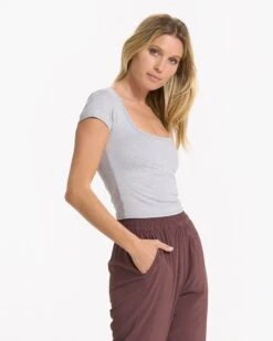 Short Sleeve Halo Crop | Pale Grey Heather -TrendSphere VW1062PHG 2830