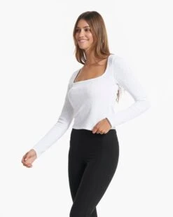 Long-Sleeve Sunrise Square Neck | White 9 Long-Sleeve Sunrise Square Neck | White -TrendSphere VW1076WHT 04118copy