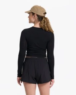 Long-Sleeve Coast Crop Crew | Black -TrendSphere VW1084BLK 07005