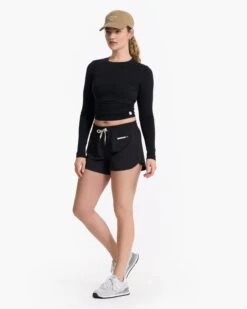 Long-Sleeve Coast Crop Crew | Black -TrendSphere VW1084BLK 07018