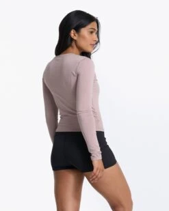 Long-Sleeve Coast Crop Crew | Umber -TrendSphere VW1084UMB 2121
