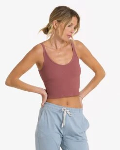 Rib Crop Tank | Rosewood 10 Rib Crop Tank | Rosewood -TrendSphere VW189RSD 03194