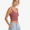 Rib Crop Tank | Rosewood -TrendSphere VW189RSD 03209