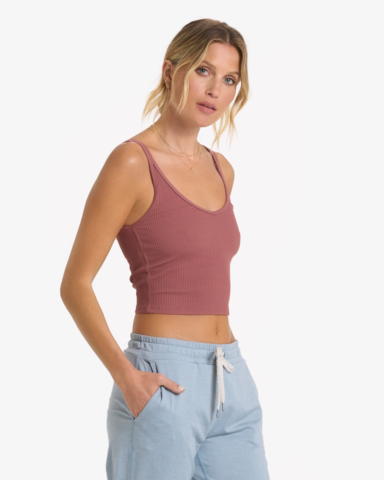 Rib Crop Tank | Rosewood 3 Rib Crop Tank | Rosewood