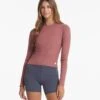 Long-Sleeve Pose Fitted Tee | Rosewood Heather -TrendSphere VW199HRO 01528