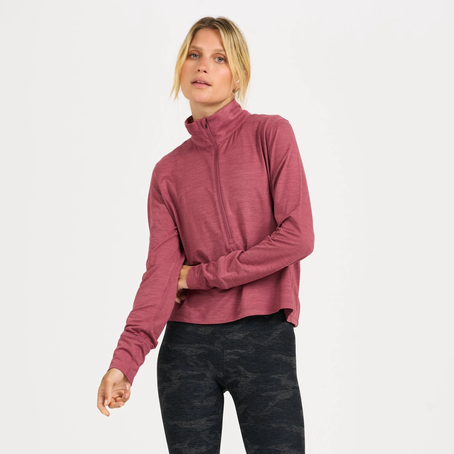 Crescent Half Zip | Desert Rose Heather 3 Crescent Half Zip | Desert Rose Heather