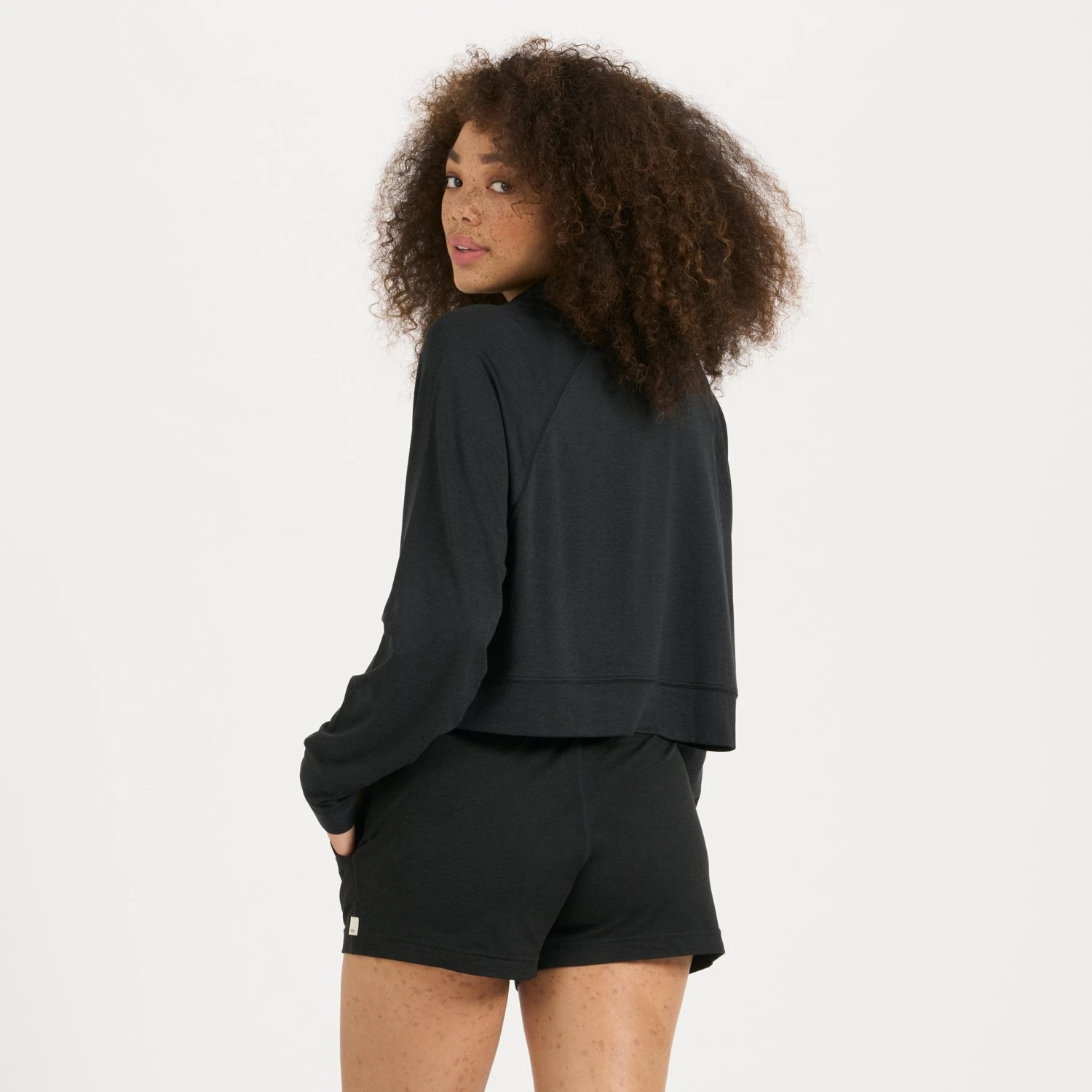 Halo Crop Funnel Neck | Black Heather 5 Halo Crop Funnel Neck | Black Heather - Image 3