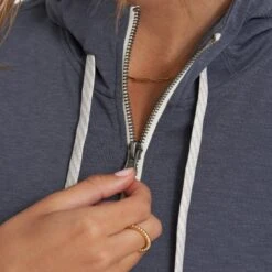 Vista Half Zip Hoodie | Azure Heather -TrendSphere VW267HAZ 02557