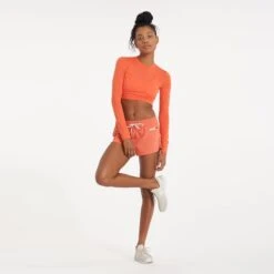 Long-Sleeve Lux Crop Tee | Grapefruit Heather -TrendSphere VW304GRF 1994