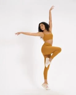 Rib Studio Legging | Dark Golden -TrendSphere VW428DGL 4