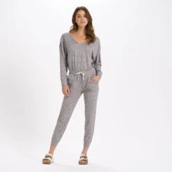 Long-Sleeve Lux Jumpsuit | Clay Heather -TrendSphere VW438HCA 1 4a18ca18 9380 4591 a52c 68628a9a87d8