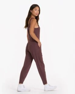 Lux At Ease Jumpsuit | Chestnut Heather -TrendSphere VW458HCH 02693 1