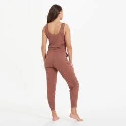 Lux At Ease Jumpsuit | Dark Terracotta Heather -TrendSphere VW458HDT 7613