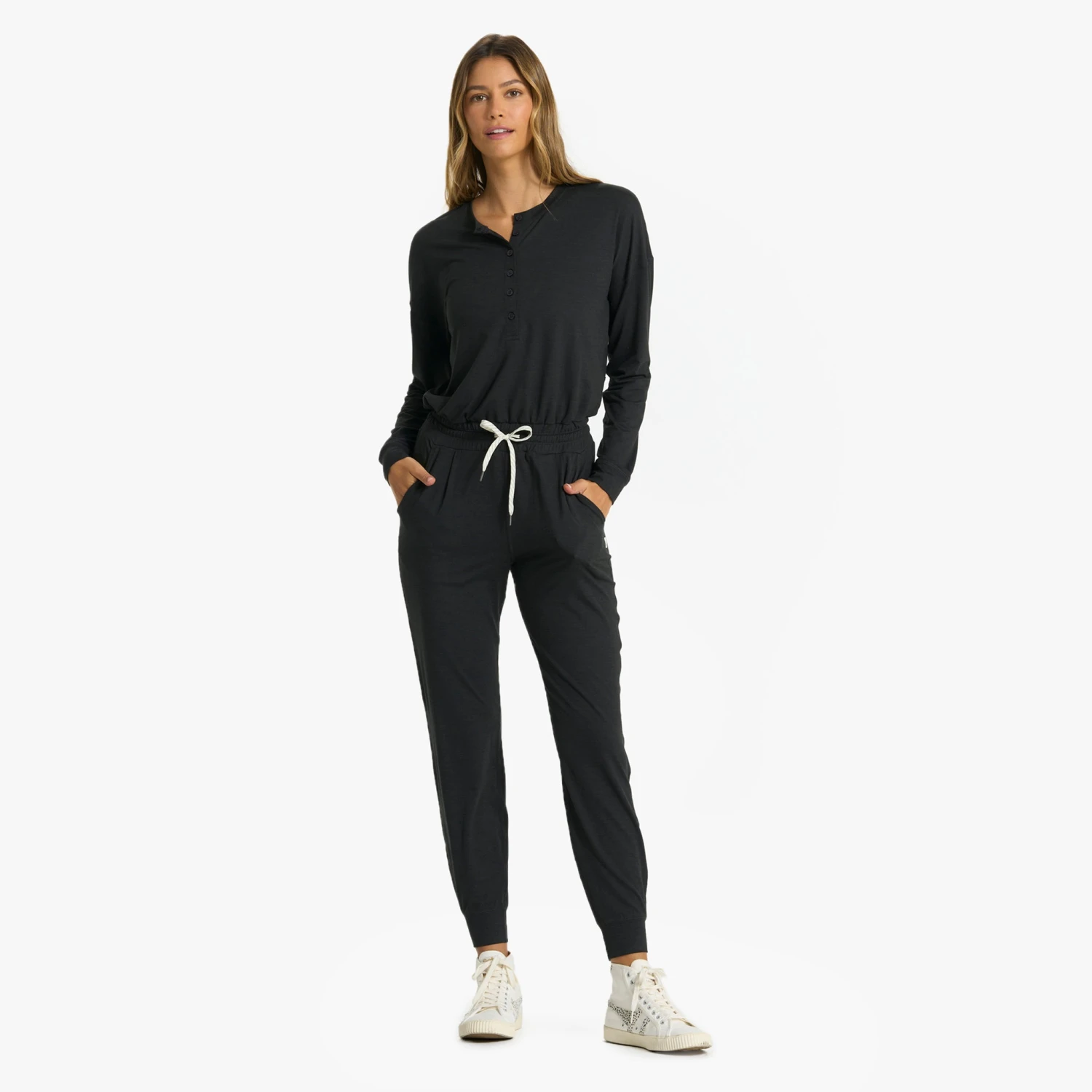 Lux Henley Jumpsuit | Black Heather 4 Lux Henley Jumpsuit | Black Heather - Image 2